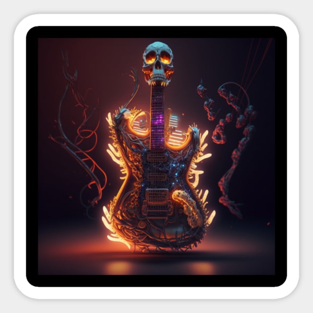 Magic electric guitar with skull Sticker by KK-Royal